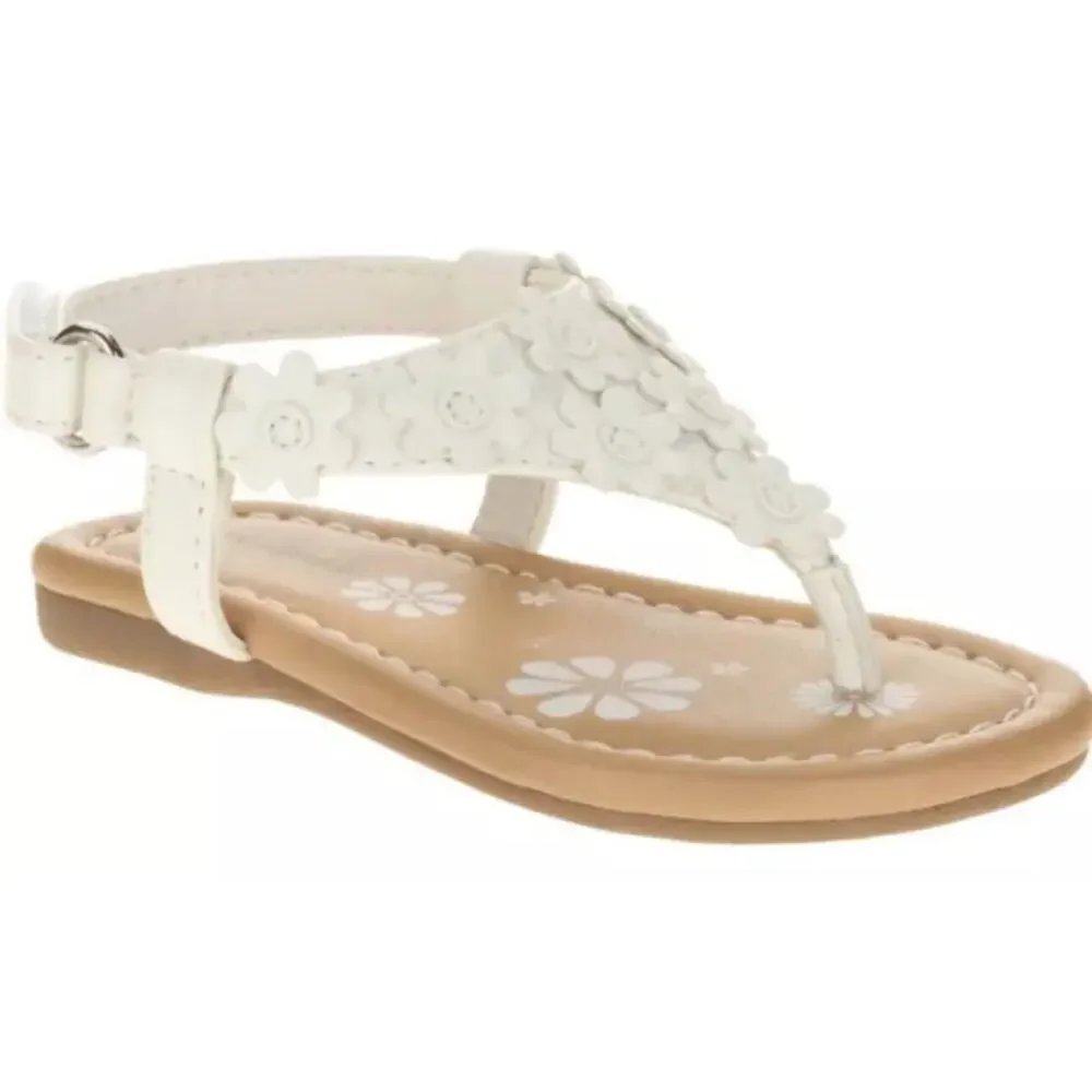Garanimals Baby Girls White Flower Thong Flip Flop Sandals Summer Shoes Size 2